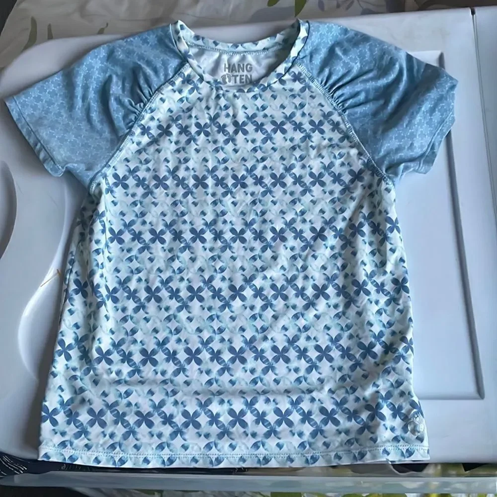 New! Hang Ten Girls Short Sleeve Swim Top